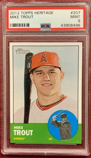 Mike Trout 2012 Topps Heritage 207 Rookie Psa 9 Angels
