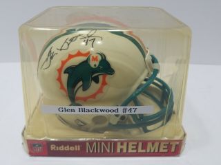 Mini Football Helmet Autographed Signed/glen Blackwood 47/nfl/miami Dolphins