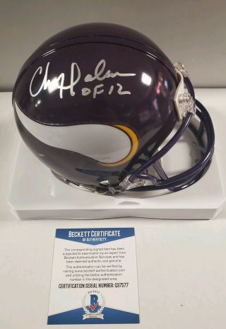 Chris Doleman Signed Minnesota Vikings Mini Helmet W/ " Hof 12 " Insc Beckett Auth
