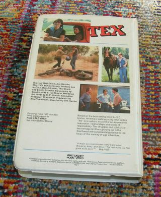 TEX 1982 VHS Walt Disney Home Video 142VS White Clamshell Matt Dillon Vintage 3