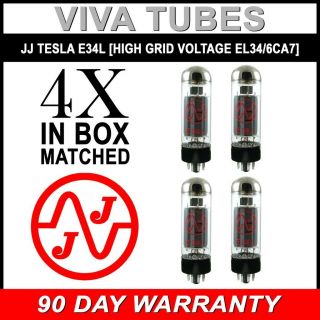 Ip Matched Quad (4) Jj Tesla E34l [special High Grid Volt El34 6ca7] Tubes