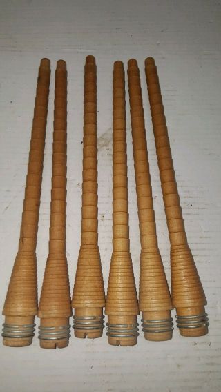 6 Vintage Wooden Textile Mill Thread Spinning Spools