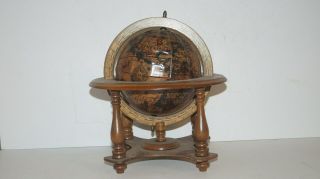 Vintage Home Decor Wood World Globe With Stand Made In Italy