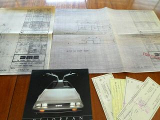 Delorean Motor Company Car Part Blueprints,  Checks And Promotional Material