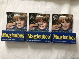 Vintage Ge Magicubes Flash 3 Cubes 12 Flashes For Camera Box Nib