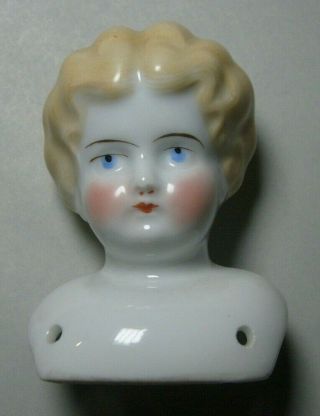Vintage Small Porcelain Doll Head Germany Blond