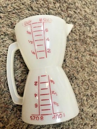 Vintage Tupperware 2 Sided Wet/dry Measuring Pitcher Cup 860 Red Lettering 8 Oz