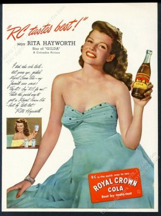1946 Rita Hayworth Photo Rc Royal Crown Cola Vintage Print Ad