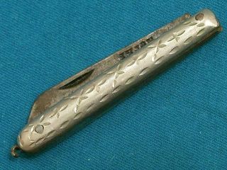 Vintage Chinese Tibetain Xxjak Engraved Silver Folding Knife Pocket Watch Fob Nr