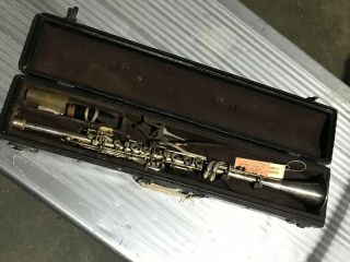 Vintage Metal Clarinet W/case And Mouthpiece; Parts Prop Sn42926