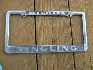 1950s - 1960s Chevrolet Dealership License Plate Frame " Wichita ",  " Yingling " Ks