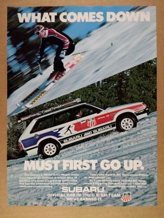 1982 Subaru 4wd Wagon Us Ski Team Official Car Vintage Print Ad