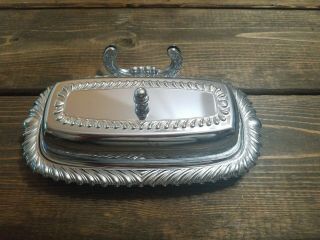 Vintage 1960s Irvinware Chrome Plated Butter Dish W/knife Holder Holiday Mcm