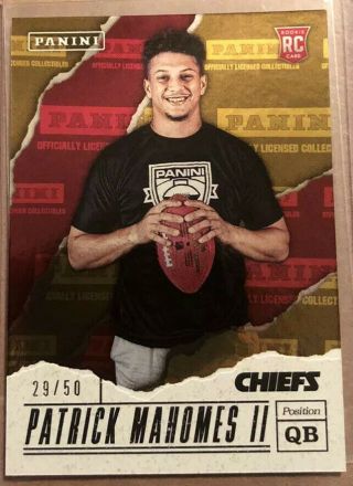 Patrick Mahomes 2017 Panini Fathers Day 51 Gold Holo (refractor) Rc /50