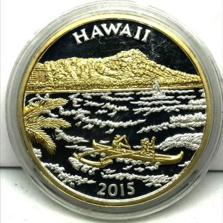 2015 Hawaii The Aloha State.  999 Silver Gp.  Proof Medal Treasure Chest Co.