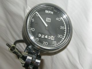 Vintage Stewart Warner 824543 Mph 0 - 40 Bicycle Speedometer With Cable