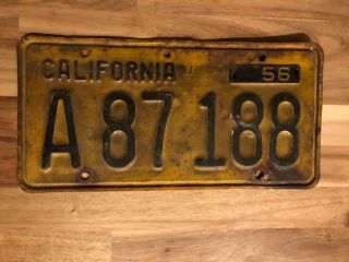 Collectible License Plate 1956 California A87188