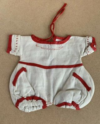 1930’s Vintage 1 Pc Red Striped Play Outfit For Baby Doll Possibly For 12 - 14”