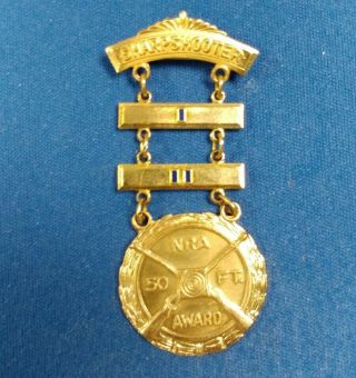 Vintage Nra Sharpshooter 50 Feet Award Medal Pin