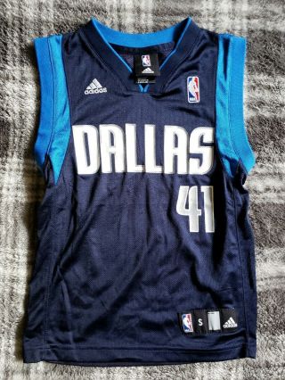 Adidas Nba Dallas Mavericks D.  Nowitzki 41 Youth Jersey Size Small (8) Blue