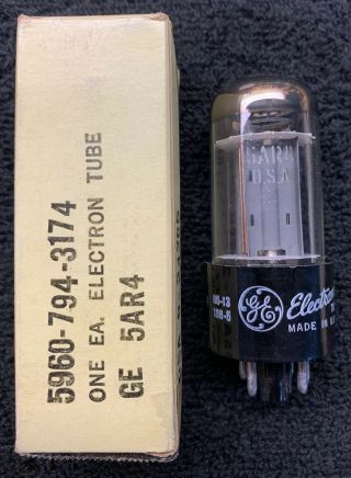1 Nos Nib Ge 5ar4 Copper Plate Rectifier Tube Usa 1965