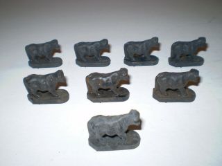 Eight Vintage Postwar Lionel Cows For 3656 Cattle Car And Stockyard