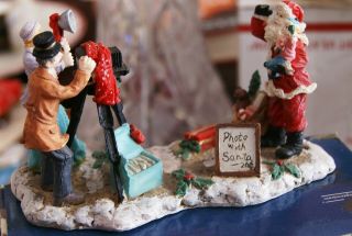 Vintage Christmas Figurine Group - Photo With Santa - Collins - Nos