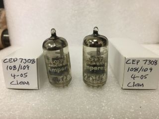 Amperex Usn - Cep 7308 Tubes Pair Gold Pin Navy Preamp Date Code 4 05 On Both
