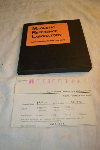 Mrl Magnetic Reference Laboratory Reproducer Calibration Reel Tape Nab 1/4 " 7.  5