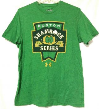 Under Armour Mens Green Boston Shamrock Series Notre Dame T Shirt Size Small