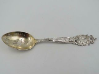 Circa 1929 Watson Co Gold Wash Sterling Silver Oregon Souvenir Spoon
