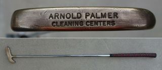 Vintage ARNOLD PALMER CLEANING CENTERS Brass Putter M/ R/ L/ Handed 3