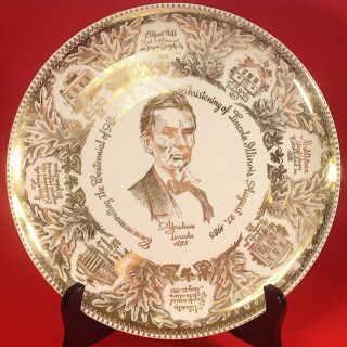 Abe Lincoln Centennial Christening Of Lincoln Il.  Plate.  Stetson China