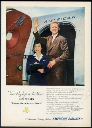 1951 American Airlines Jane Wyman Photo As Stewardess Vintage Print Ad