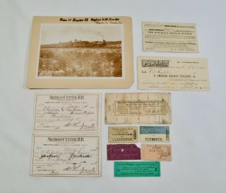 1880s Railroad Memorabilia Passes,  Tickets,  Locomotive Photo Michigan Central,