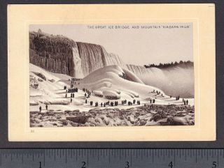 Niagara Falls 1890 ' s Ice Bridge York Photo - Litho Coffee Victorian Trade Card 2