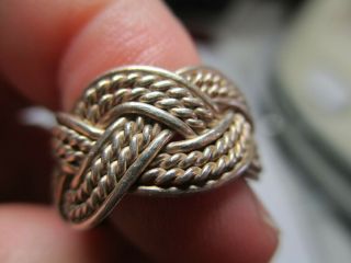Sterling Silver 925 Estate Vintage Braided Weave 9 Mm Band Ring Size 4.  5
