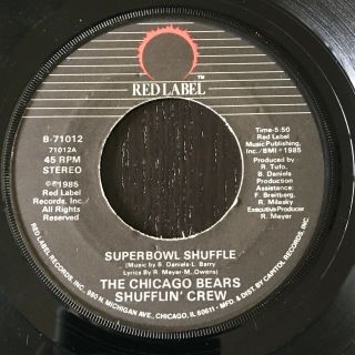 1985 VINTAGE 45 RPM BOWL SHUFFLE MUSIC RECORD THE CHICAGO BEARS 21919 2