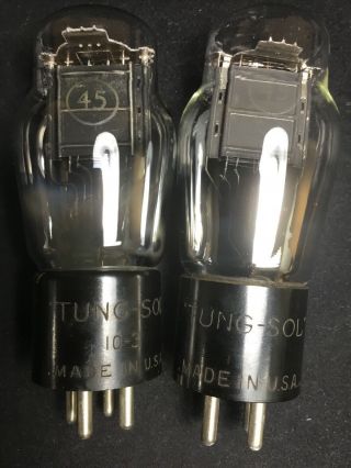 Strong Pair Tung Sol 45 Engraved Base Amplifier Vacuum Tubes G.  6818