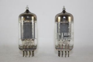 Perfectly Matched Pair Rca 12ax7 Ecc83 Angled Square " D " Getters Test 112 Nos