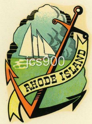 Vintage Rhode Island State Sailing Duro Souvenir Travel Decal Auto Water Luggage