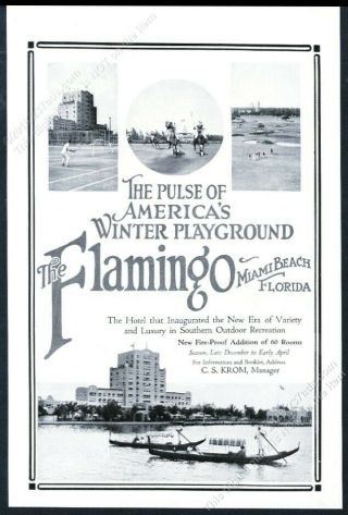 1922 Flamingo Hotel Resort Miami Beach Florida 4 Photo Vintage Print Ad