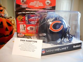 Tristar Signed Auto Mini Helmet Dan Hampton Hof Chicago Bears