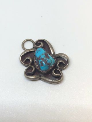 Vintage Sterling Silver And Turquoise Charm Very Heavy Stone 11