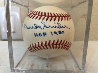 Dodgers Hall Of Famer Duke Snider Signed Baseball With Hof 1980 - Jsa Authentic