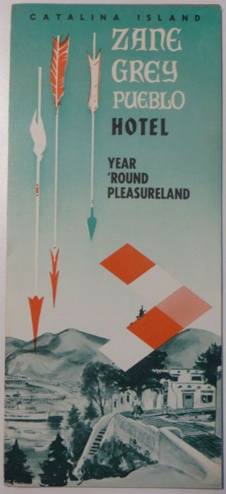 Vintage Santa Catalina Island California Brochure Zane Grey Pueblo Hotel 1950s