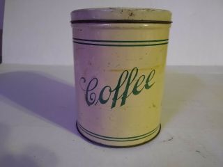 Vintage Empeco Metal Coffee Tin - Storage Canister - Cream & Green