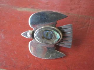 Vintage Southwest Taxco Mexico Sterling Silver Abalone Bird Dove Pin Brooch