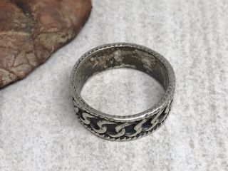 VINTAGE STERLING SILVER TRIBAL BRAID WEAVE KNOT TWIST BAND RING (Sz 11.  5) 3