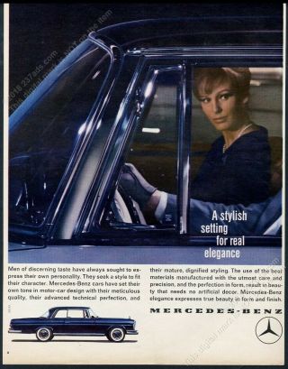 1963 Mercedes Benz 220 Coupe Blue Car Photo European Vintage Print Ad